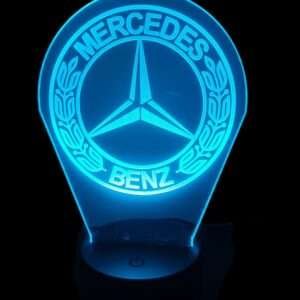 led light with mercedes sign